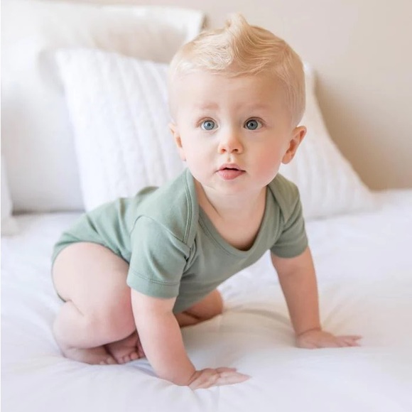 New Organic Cotton Short Sleeve Bodysuit - Sage - Picture 2 of 2